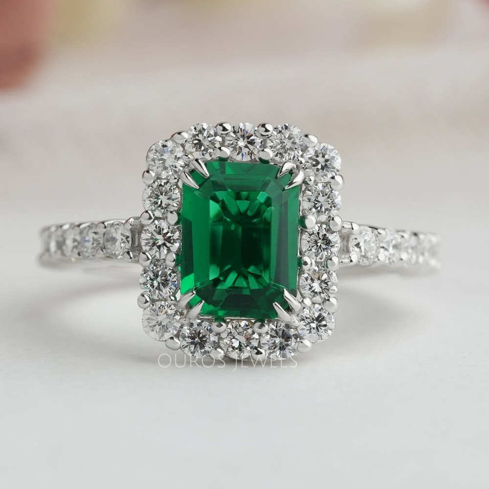 Gold plated Emerald Green Silver Ring size 7